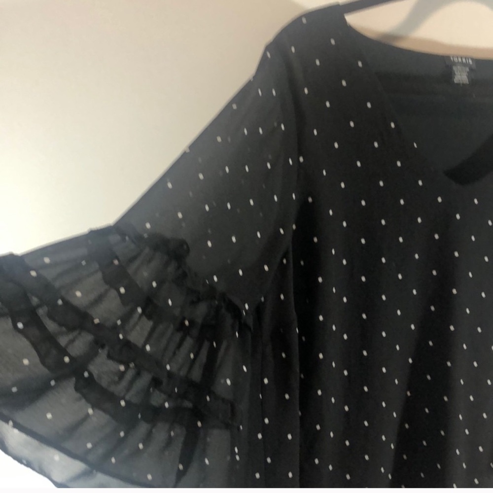 Plus Torrid Dot Chiffon Ruffle Sleeve Top - Picture 4 of 8